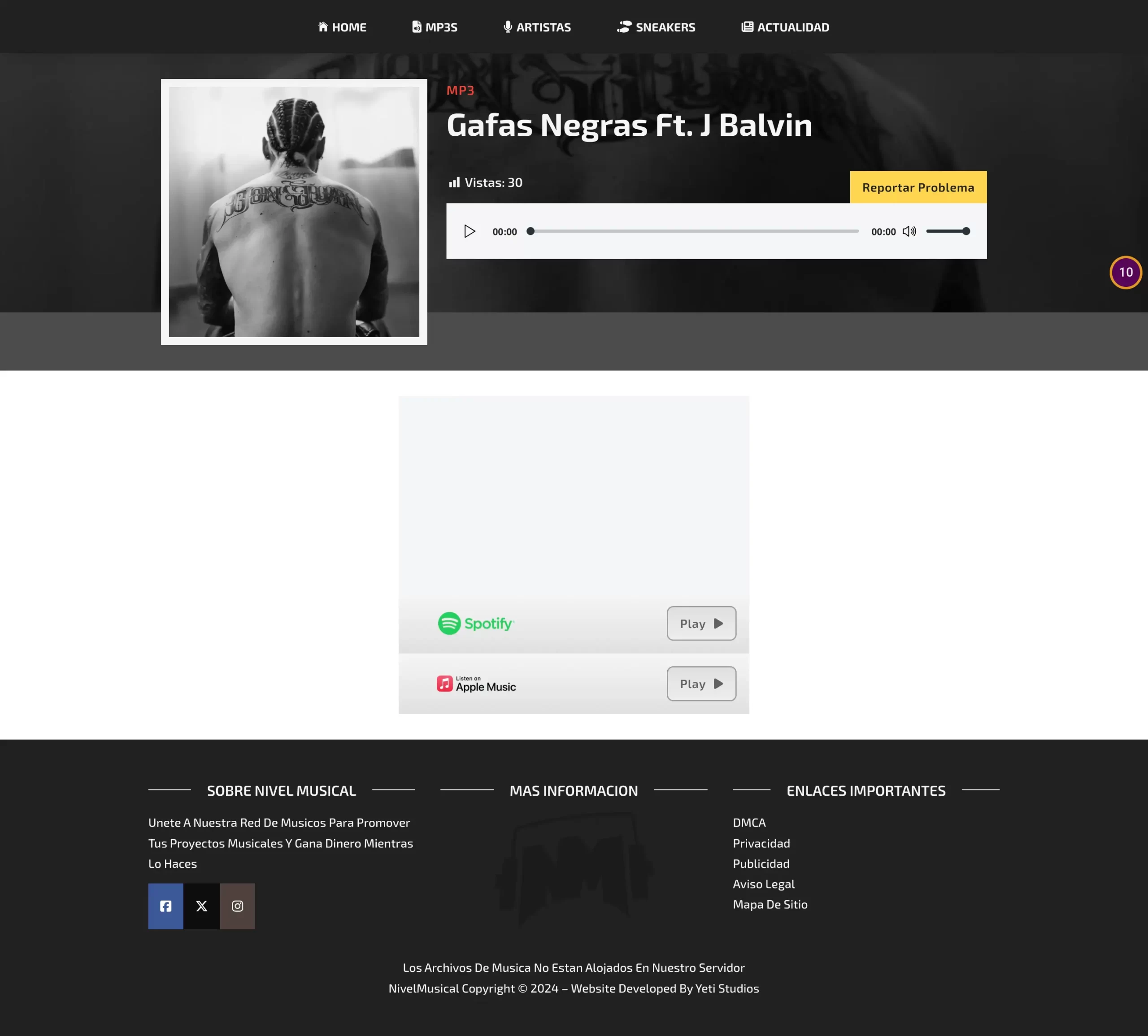 Nivel Musical Artist Single Page Website